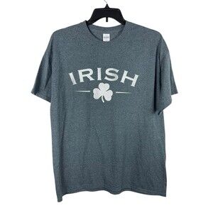 Gildan Gray Irish Lucky Clover Short Sleeve 100% Cotton T-shirt NWT XL